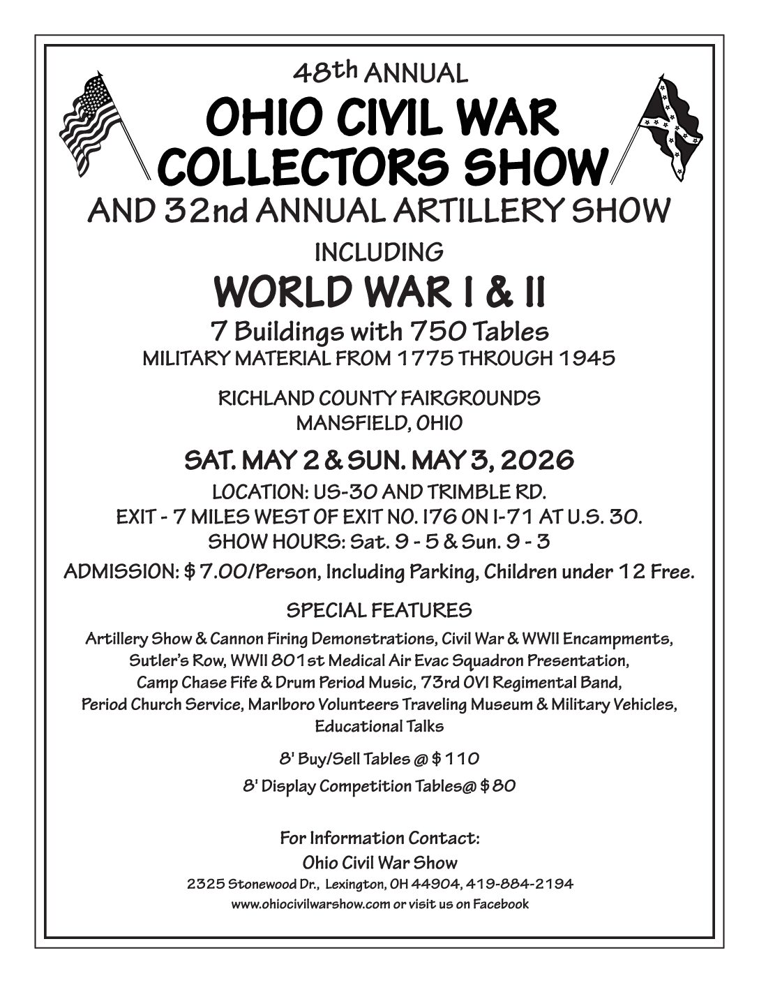 Ohio Civil War & WWI/II Show Flyer