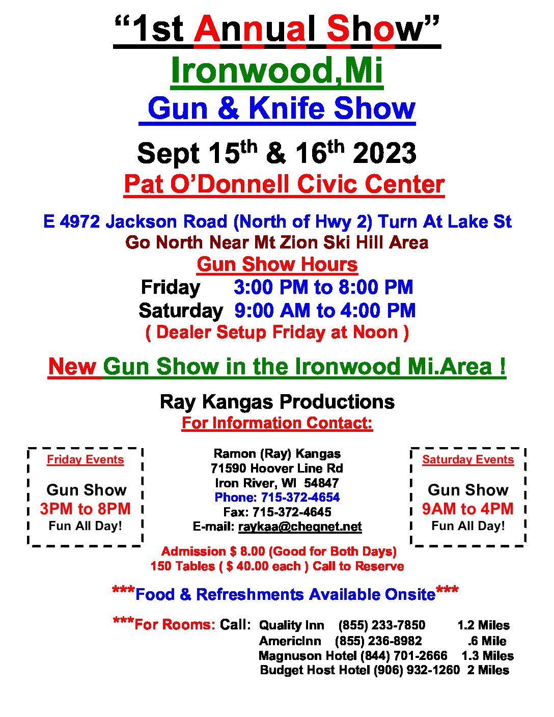 Ironwood Gun & Knife Show Flyer