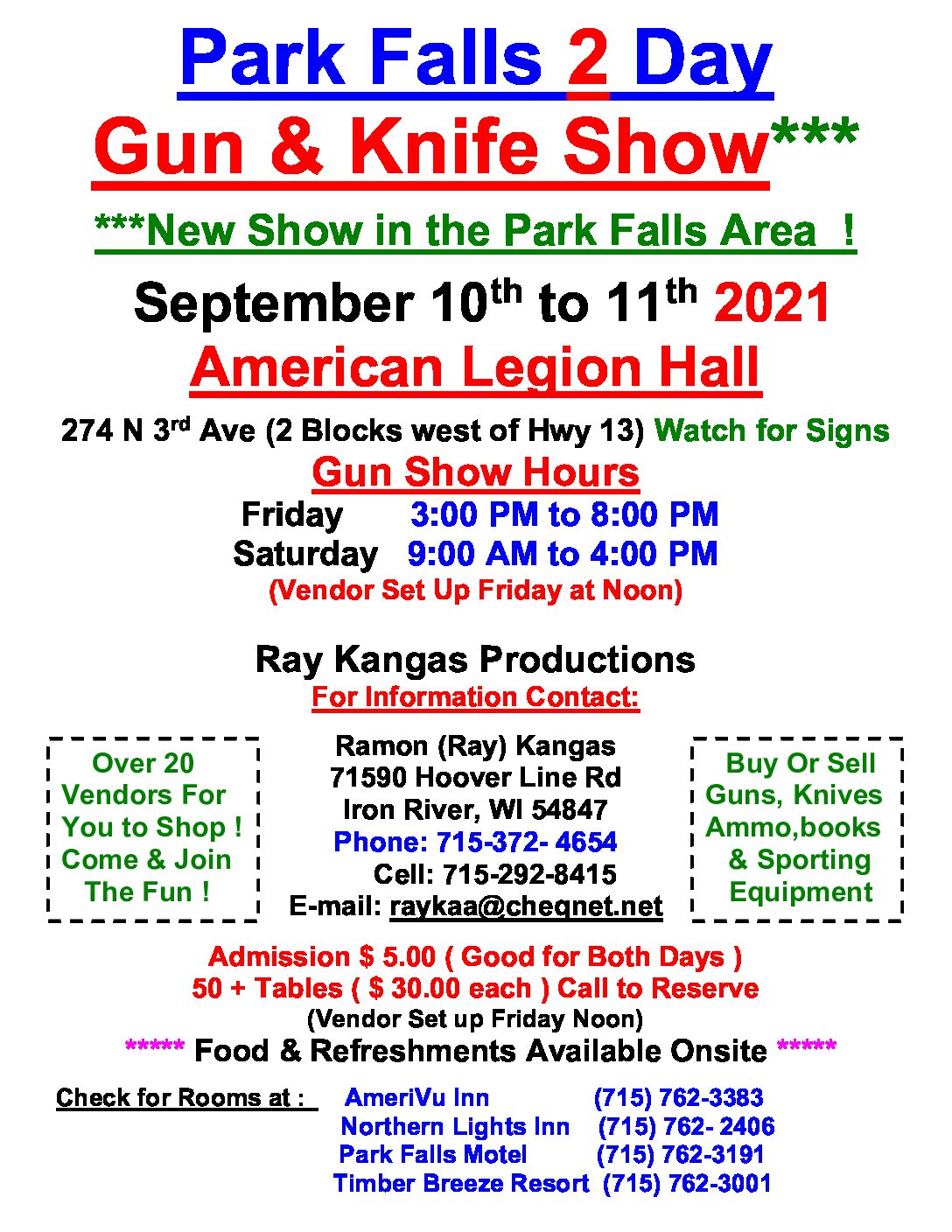 Park Falls Gun & Knife Show Flyer