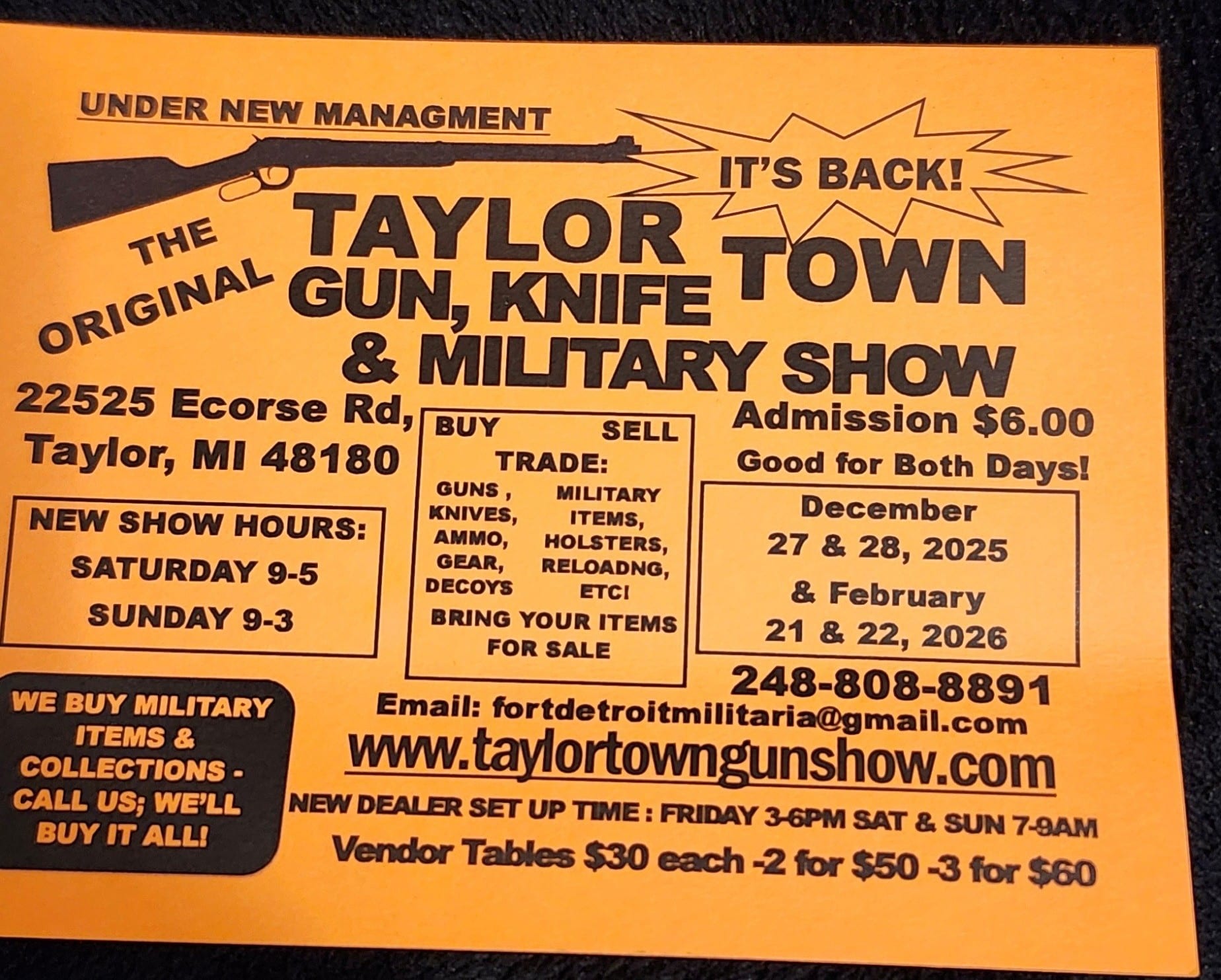 Taylor Town Gun Show Flyer