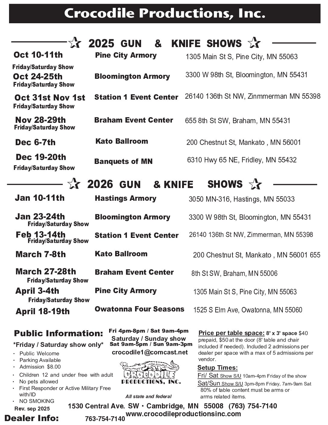 Owatonna Gun & Knife Show Flyer
