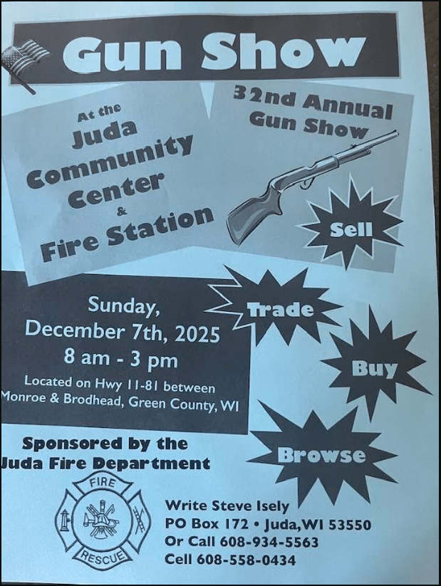 Juda Fire Department 32nd Annual Gun Show Flyer