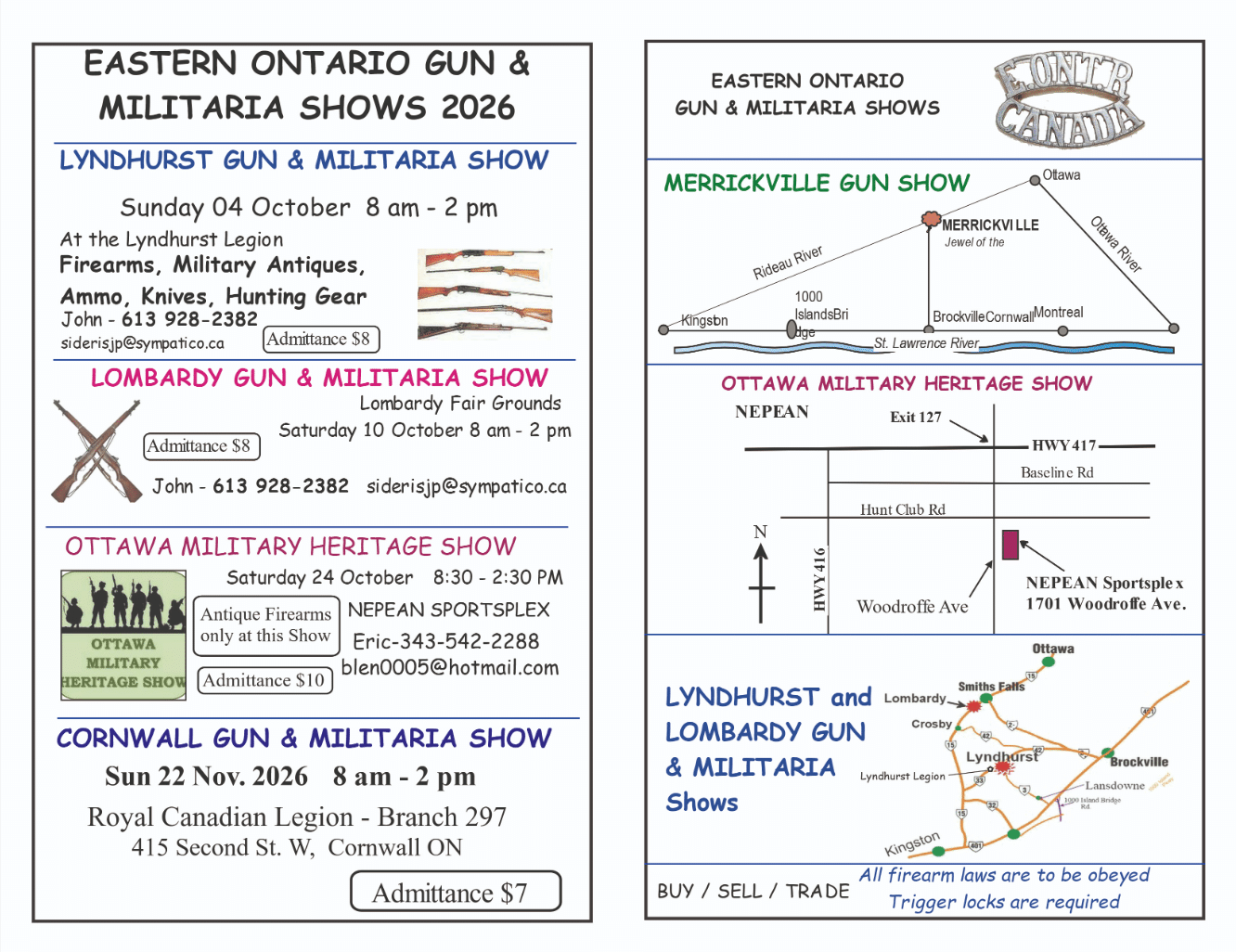 Cornwall Gun & Militaria Show Flyer