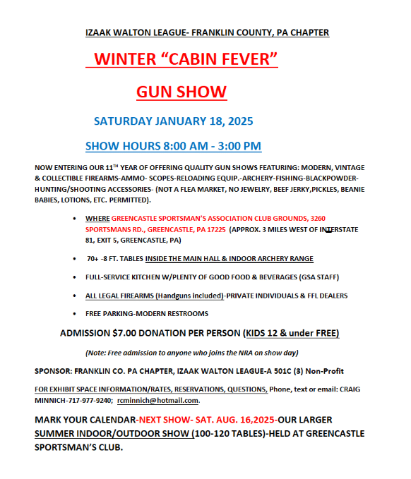Izaak Walton Cabin Fever Gun Show Flyer
