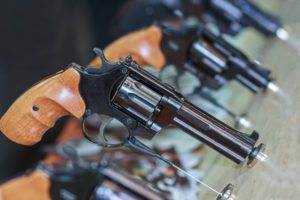 Firearms Displayed and Secured on Counter