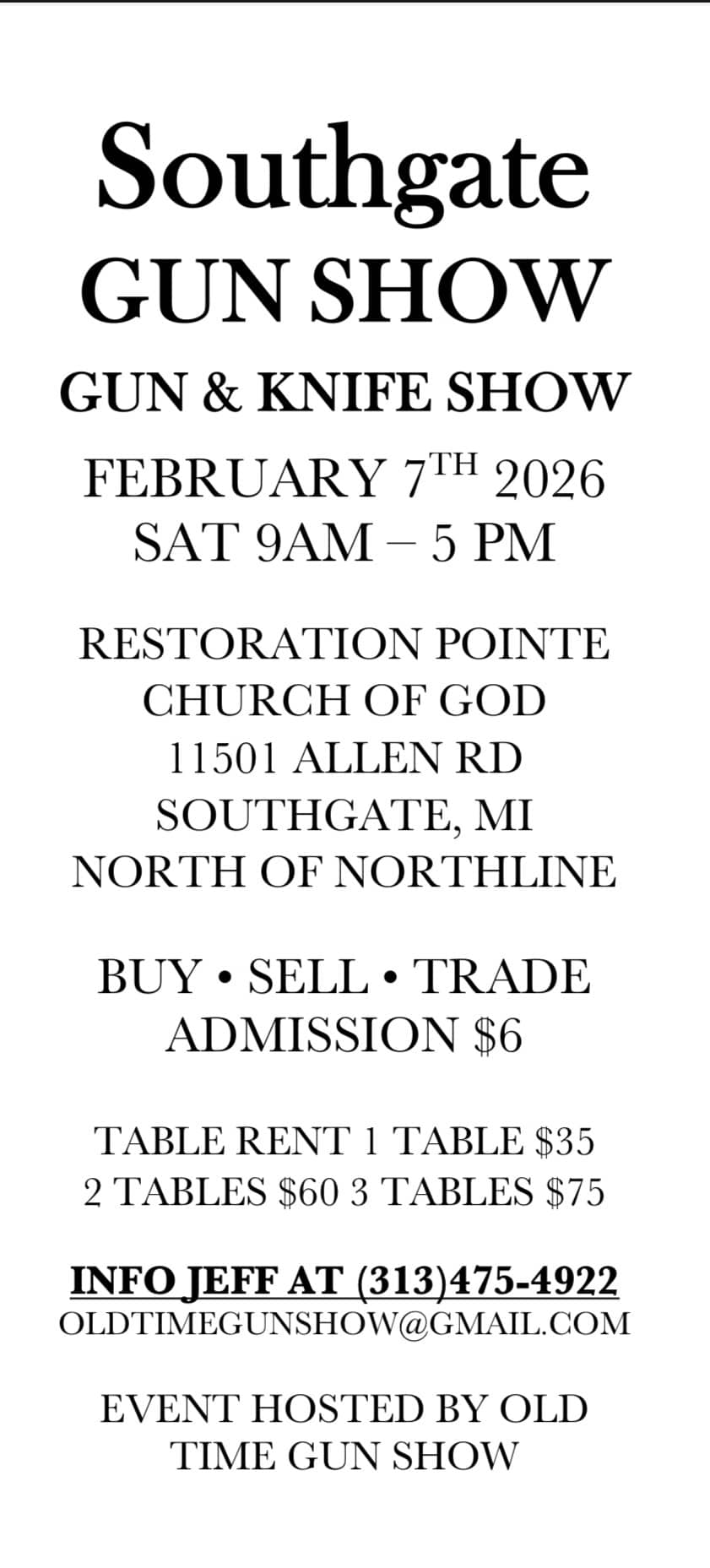 Southgate Gun and Knife Show 2026 • Southgate, Michigan